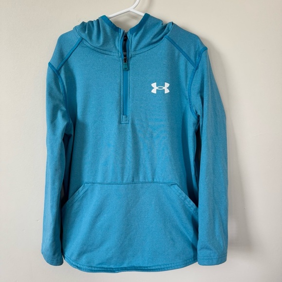 Under Armor Youth Small Girls Quarter Zip Hoodie Blue - Picture 1 of 4